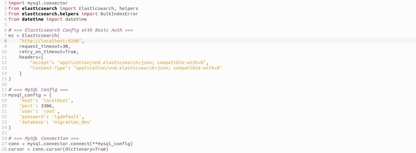 secure connections to both MySQL and Elasticsearch