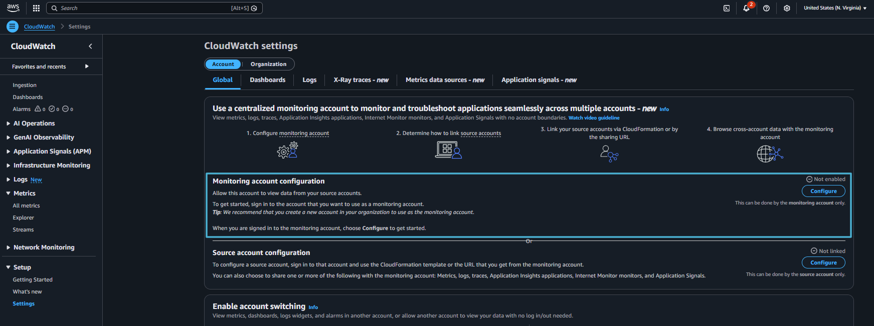 CW Monitoring Account Setup